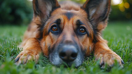  german shepherd lying in grass
