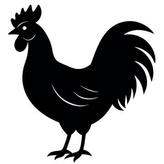 Chicken Rooster Silhouette Icon - Iconic Rooster Representation for Agriculture