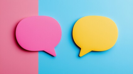 Colorful speech bubbles on a vibrant background, perfect for communication, dialogue, or social media concepts.