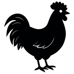 Chicken Rooster Silhouette Icon - Modern Minimalist Rooster Graphic