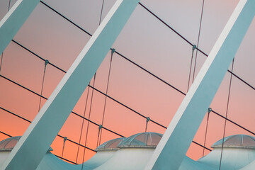 Detail of the roof structure at the NSC Olimpiyskiy Stadium in Kyiv, Ukraine