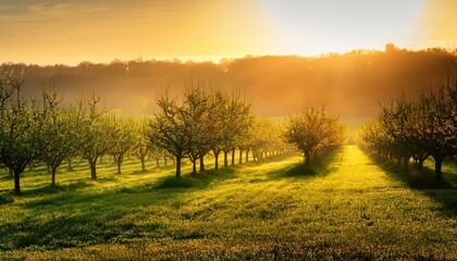 Obraz premium Golden Light Orchard Background