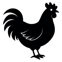 Chicken Rooster Silhouette Icon - Bold Rooster Outline for Agricultural Design