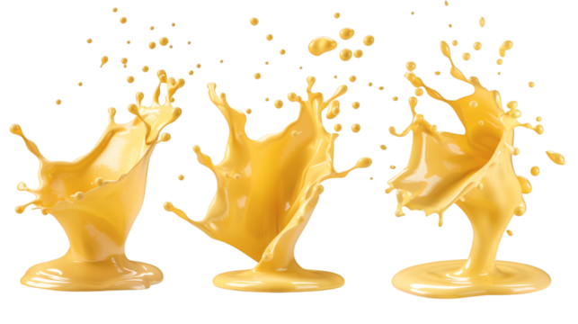 Set of melted cheese splashes, isolated on white background - Powered by Adobe