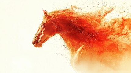 Dynamic horse portrait abstract art creative visualization vibrant environment side view motion concept