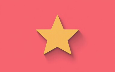Obraz premium A vibrant yellow star against a coral background, showcasing simplicity and bold color contrast for artistic expressions.