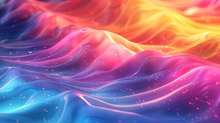 Vibrant Colorful Abstract Waves Digital Art