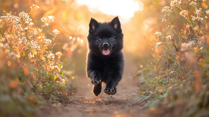 shiba inu exploring forest trail