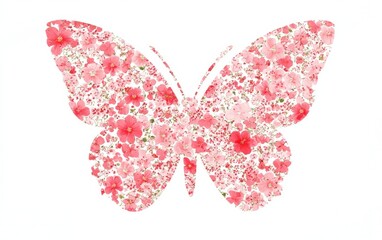 A beautiful butterfly silhouette filled with vibrant pink flowers, symbolizing nature's elegance and the arrival of spring.