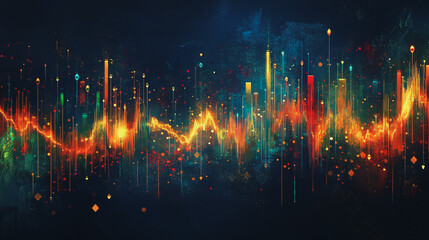 Fototapeta premium Abstract dark blue background with Colorful charts and graphs with statistics to innovative analyze business potential and forecast future development of companies growth.