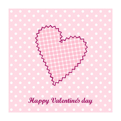 1536_Heart with seamless gingham pattern on pink background with polka dot pattern, vector illustration
