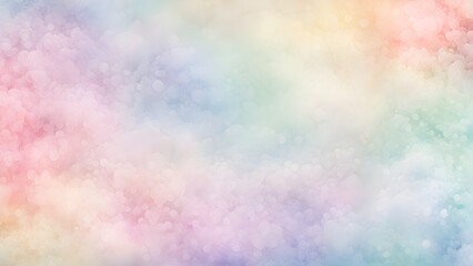 Abstract pastel background with soft, blurred bokeh lights in rainbow colors.