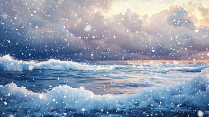 Fototapeta premium A snow on sea 