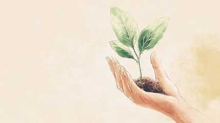 Growing plant in hands symbolizes nurturance and sustainability for future generations