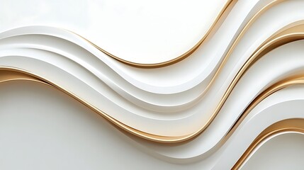 Elegant White and Gold Abstract Wave Design