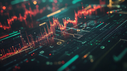 Fototapeta premium Abstract dark blue background with Colorful charts and graphs with statistics to innovative analyze business potential and forecast future development of companies growth.