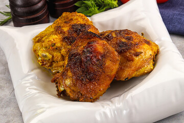 Roasted chicken thighs  with spices