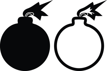 bomb with a burning fuse flat vector isolated on white background, bomb icon