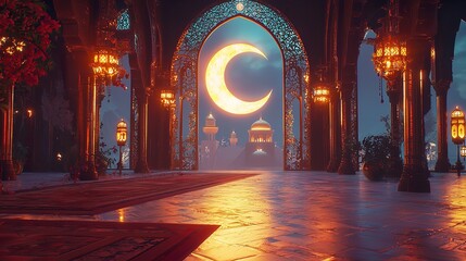 Fototapeta premium A grand cathedral interior with stained glass windows, wooden pews, and sunbeams streaming through the arched windows.