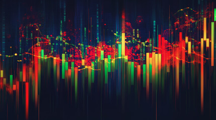 Obraz premium Abstract dark blue background with Colorful charts and graphs with statistics to innovative analyze business potential and forecast future development of companies growth.