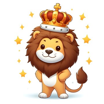 recommend clip art: A cartoon lion wearing a crown.