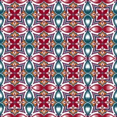 Ikat geometric flower red and green style pattern, ikat floral repeat wallpaper, ikat fabric pattern