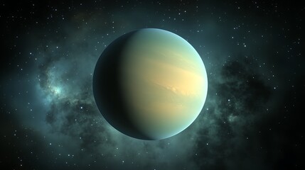 Naklejka premium A distant planet in space with a light green