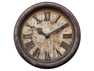 Isolated Vintage Clock Face with Roman Numerals