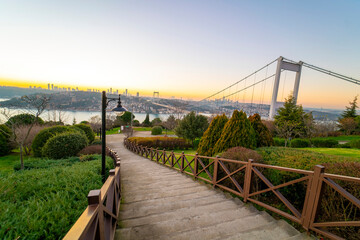 Obraz premium Istanbul Otagtepe Panoromic view. View of the Istanbul Bosphorus from Otagtepe.