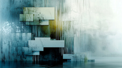 Cascading Geometric Waterfalls in Modern Abstract Style