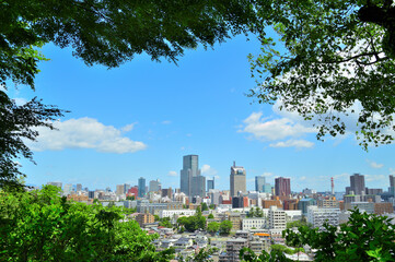 緑のフレームの仙台市