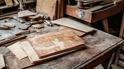 Creative Workspace with Textures and Natural Lighting