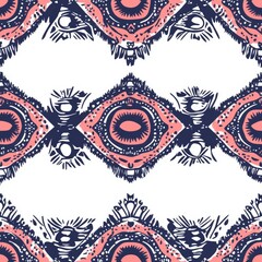 Seamless pattern with stylized ethnic pattern. Hand-drawn illustration. Vector