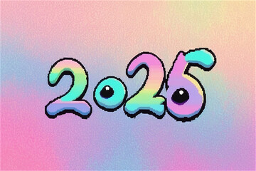 2026 Pixel Art Gradient Text with Playful Colors