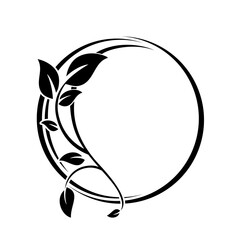 Botanical Floral Logo. Beautiful circle Frame. Vector Illustration