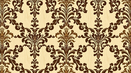 Obraz premium decorative damask pattern including complex floral and scroll motifs. elegant and classic wallpaper style. symmetrical and repeating look