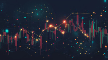 Abstract dark blue background with Colorful charts and graphs with statistics to innovative analyze business potential and forecast future development of companies growth.