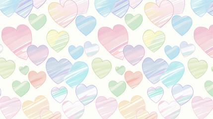 Valentine. Background with hearts of rainbow, pastel colors. Valentine's Day. Love. Cute illustration. Heart. Wallpaper, background, pattern.
