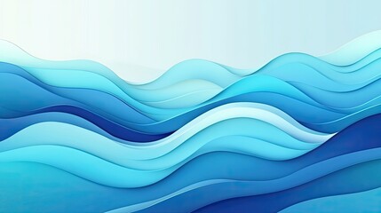 Obraz premium Abstract Blue Ocean Waves Paper Cut Art Design