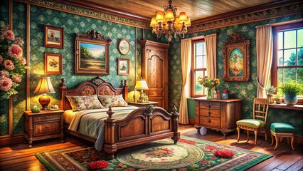 Obraz premium Rustic Victorian Bedroom Interior Design Inspiration