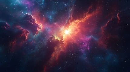 Fototapeta premium A colorful nebula with bright stars and galaxies