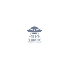 404 error with UFO icon isolated on white background