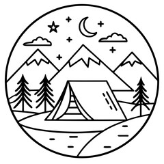 Wilderness Line Art Camping Edition