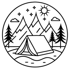 Wilderness Line Art Camping Edition
