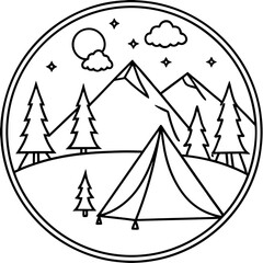 Wilderness Line Art Camping Edition