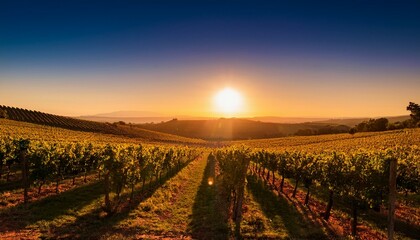 Golden Light Vineyard Background