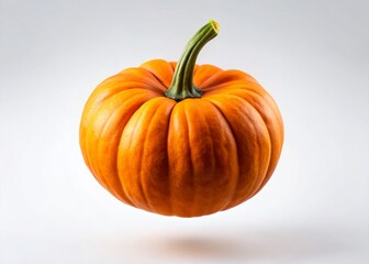 Aerial View of Single Orange Pumpkin on Clear Background - Drone Photography