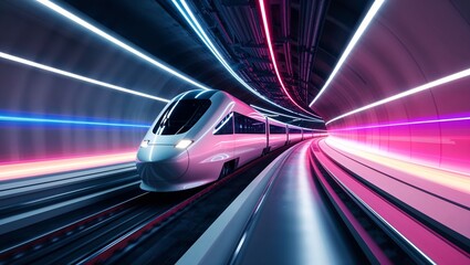 Highspeed futuristic train traveling