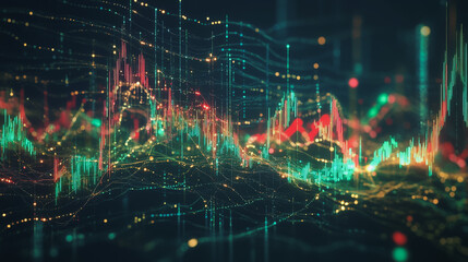 Fototapeta premium Abstract dark blue background with Colorful charts and graphs with statistics to innovative analyze business potential and forecast future development of companies growth.