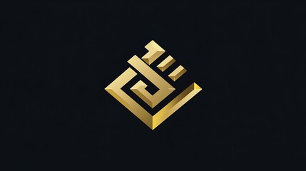 Obraz premium Abstract Gold Geometric Logo Design On Black Background